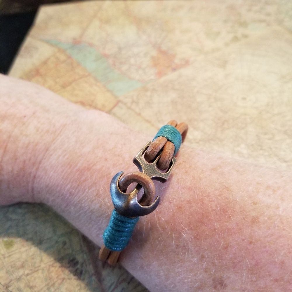 Anchor/Nautical leather bracelet